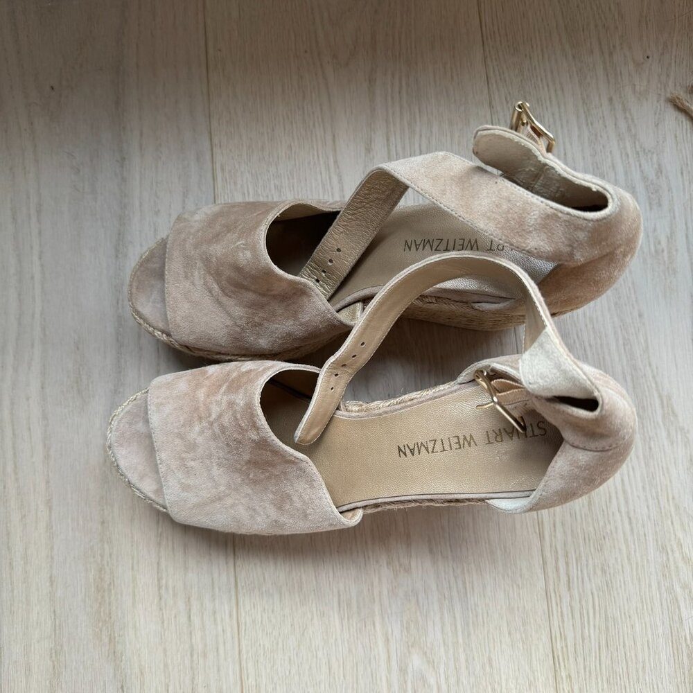 Stuart Weitzman Suede Espadrilles, Size 9 - image 2